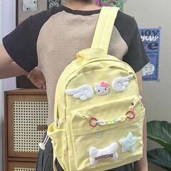 オリジナルのkittyの翼/子犬の星の小さいリュックサックの甘いギャルの乳の黄色のピンクの肩の乳の黄色の子犬の星の包み