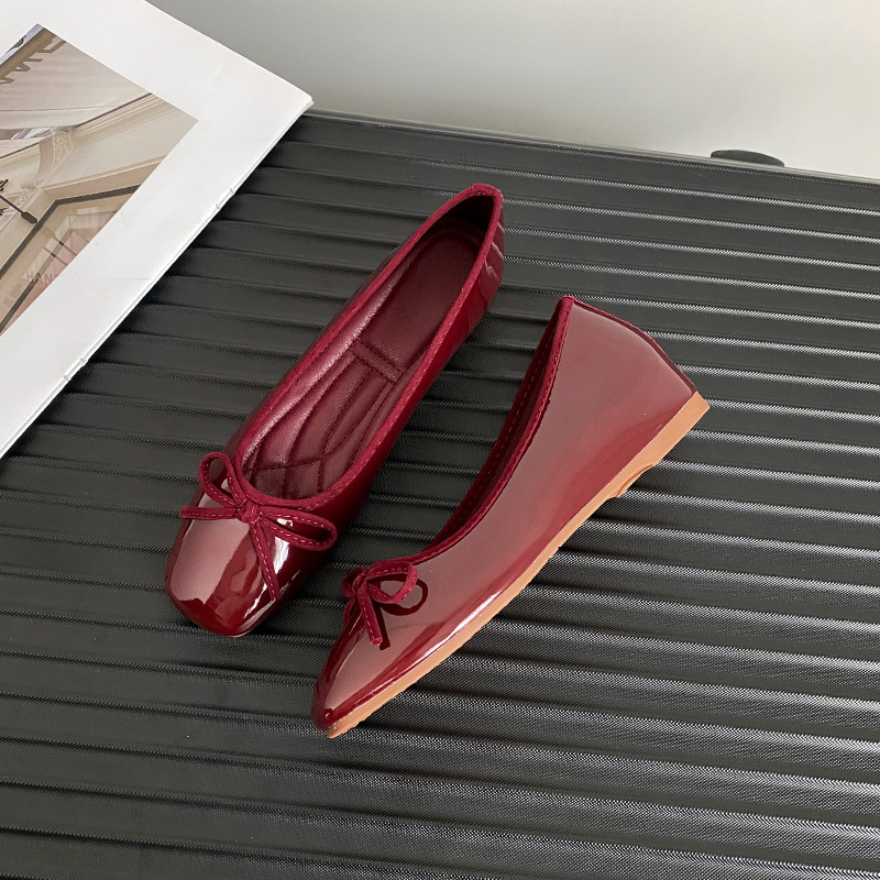 Dance Shoes Red Single Shoes For Women 2025 New French Style With Skirt Elegant Spring And Autumn Patent Leather Hidden Wedge_voghion.com