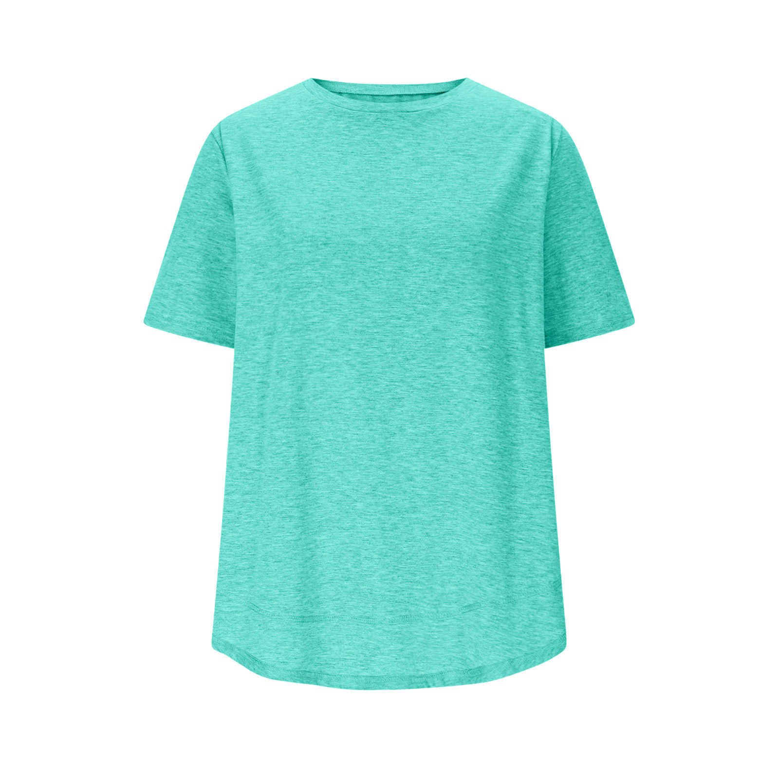 European And American Cross-border Summer New Women's Casual Loose Fashion Short-sleeve Solid Color Round-neck Pullover_ecoleips.com