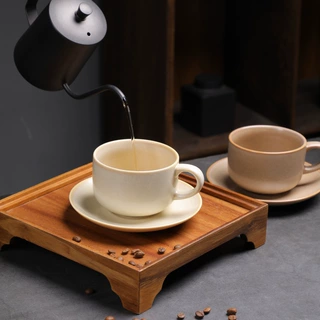 窑变陶瓷咖啡杯碟套装咖啡店杯子复古陶瓷杯创意早餐下午茶马克杯