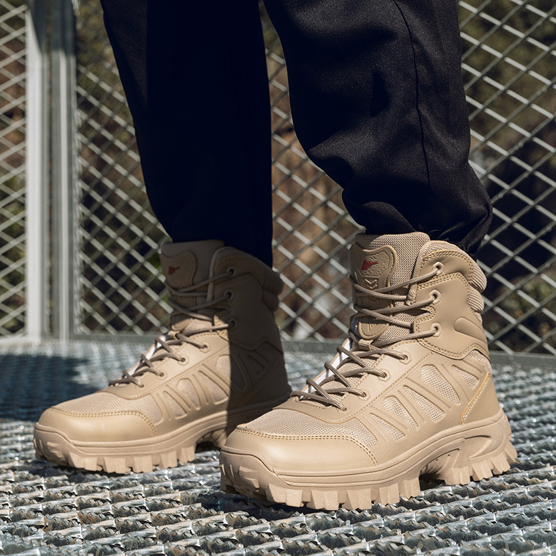 Botas tácticas de hombre grandes zapatos de entrenamiento de excursión al aire libre zapatos de entrenamiento negros de combate transfronterizos para hombres