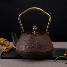 新款日系铁茶壶铜把铜盖功夫茶壶家用工艺无涂层铸铁壶礼品现货