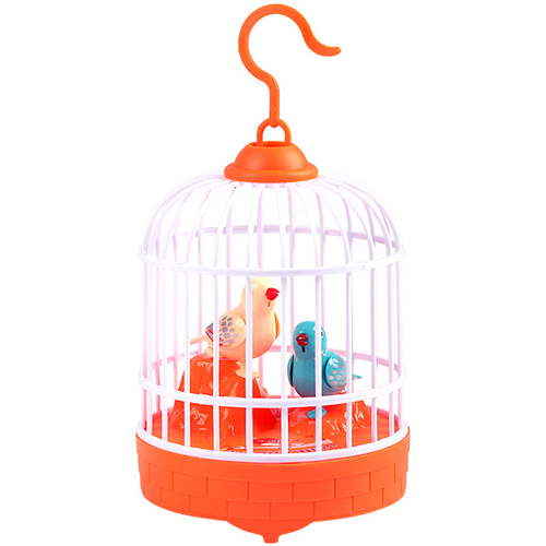 Stall Night Market Best Selling Inductive Sound Control Music Bird Cage Children's Electric Light-Up Toy Realistic Animal Bird Call