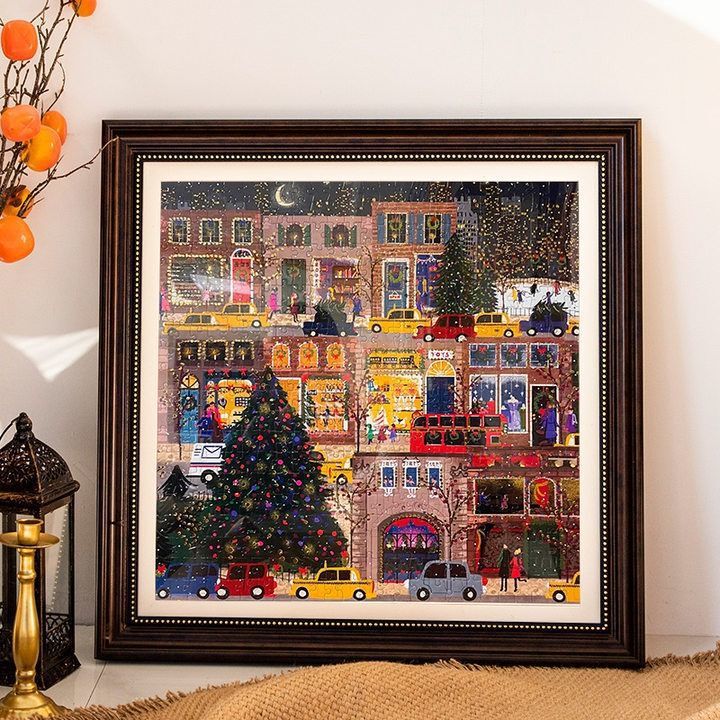 Winter Light Picture Frame Galison Winter Light Christmas Puzzle Square American Retro Coffee Picture Frame Wall Hanging Frame