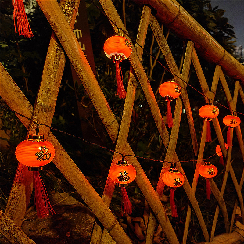 Nuevo retro linterna roja brillo luz solar cadena al aire libre a prueba de lluvia Festival de Primavera FESTIVAL DE Año Nuevo festivo luz decorativa