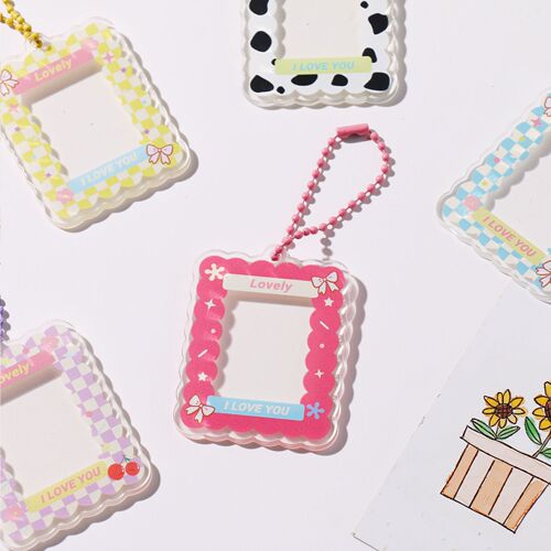 Ins style cute goo frame photo small card decorative frame keychain sticker decoration DIY acrylic key pendant