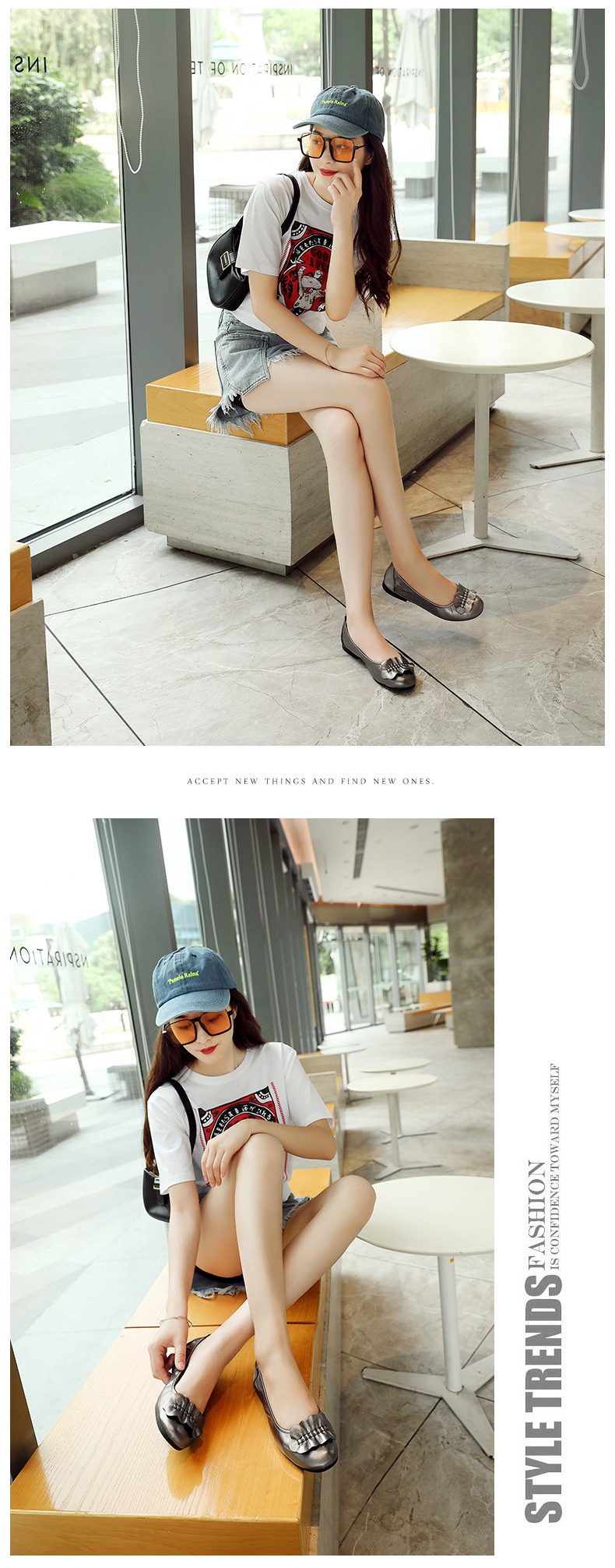 Giày lười nữ da thật mũi tròn đế mềm cổ thấp form rộng — màu be chi tiết 46