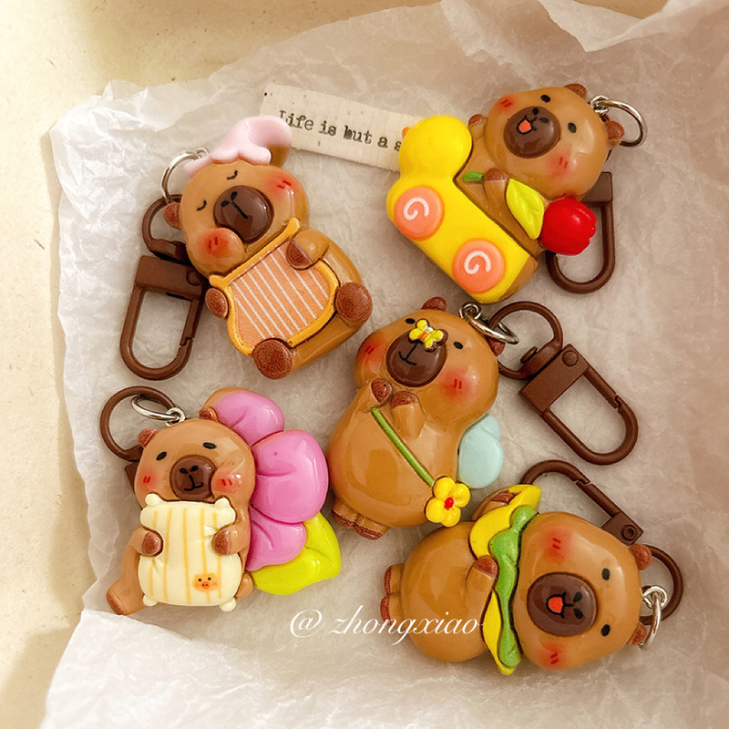 New Arrival Cappibala Pendant Cartoon Capybara Keychain Student Backpack Hanging Accessories Girlfriend Gift