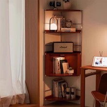 新中式客厅书房墙角收纳书柜角柜墙角置物柜实木多功能三角展示柜