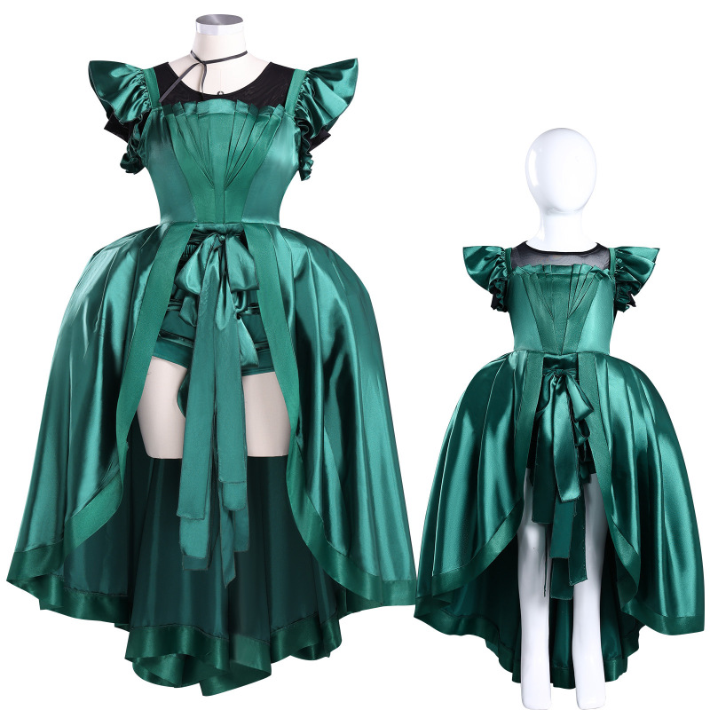 新丝璐跨境星期三cos服艾格尼丝绿色依妮德杏色礼服裙cosplay二次|undefined
