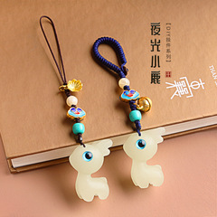 Creative DIY Cute Deer Charm Glowing Stone Small Deer Phone Chain Pendant Bag Car Keychain