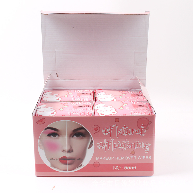 25 piezas perfume melocotón removedor de maquillaje toallitas desechables facial Suave limpieza desechable removedor de maquillaje Toalla de limpieza portátil