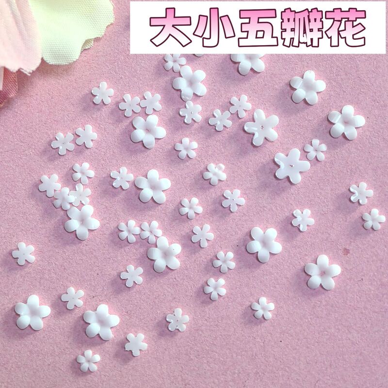 Flowers, Five-Petal Flowers, Resin Nails, Small Flower Nail Art Accessories, Cream Glue, Handmade Accessories, Mobile Phone Case Accessories, Hair Clips