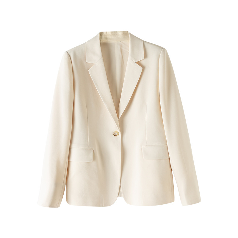 Áo khoác blazer nữ dáng suông tay dài phong cách tối giản — Màu be