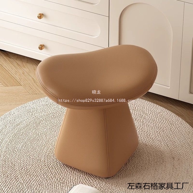 Xiaolong Makeup Stool, Dressing Stool with Rotating Wheels, Master Bedroom, Vintage Solid Wood, Light Luxury, Cream Style, Internet-Famous Dressing Table
