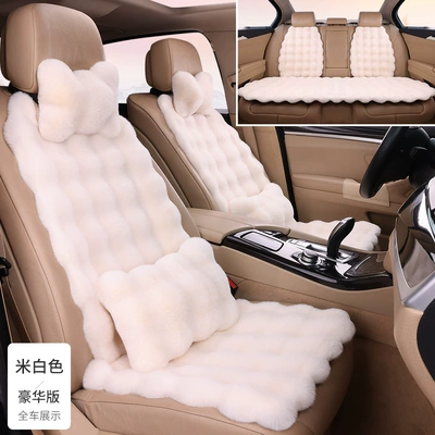 Wool pad — high-end feeling - deluxe-version-11-piece-set-2-headrests-2-waist-pillows-off-white