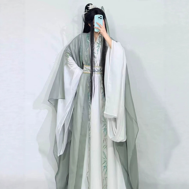 New Original Design [Tingzhu] Spring and Autumn Style Wei-Jin Style Hanfu Unisex Large-Sleeved Shirt Ancient Style Set Cosplay Outfit