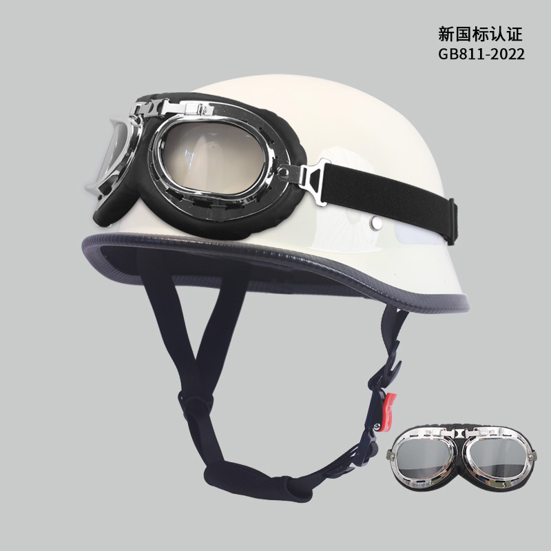 MAHAER Nuevo estándar nacional para hombres y mujeres Ha Retro Cruise Prince Half Casco Lei Net Red Coche eléctrico Casco de seguridad Casco