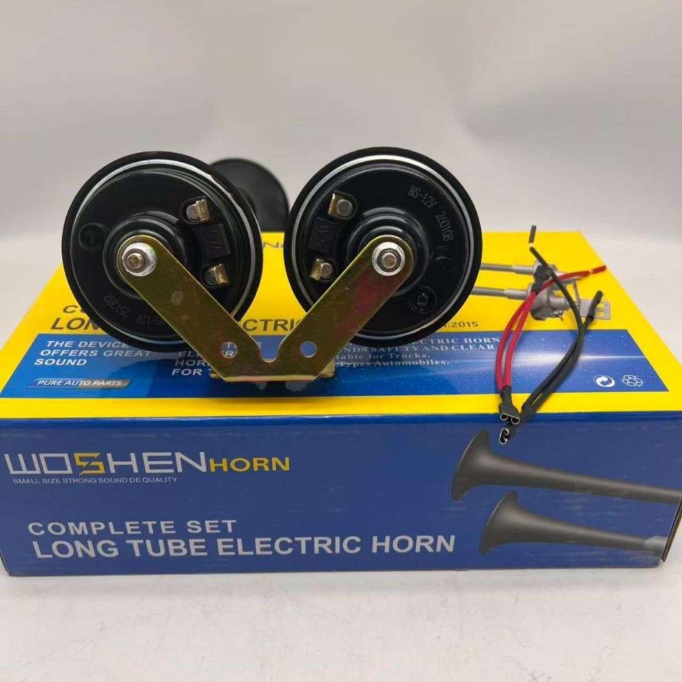 Long Tube Electric Horn Modified with High-Pitched Speaker for Electric Tricycle, Dual Tube Electric Horn with High Volume 12V/24V
