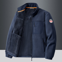 2024年冬季新款男士加绒立领上衣男装摇粒绒复合外套保暖简约夹克