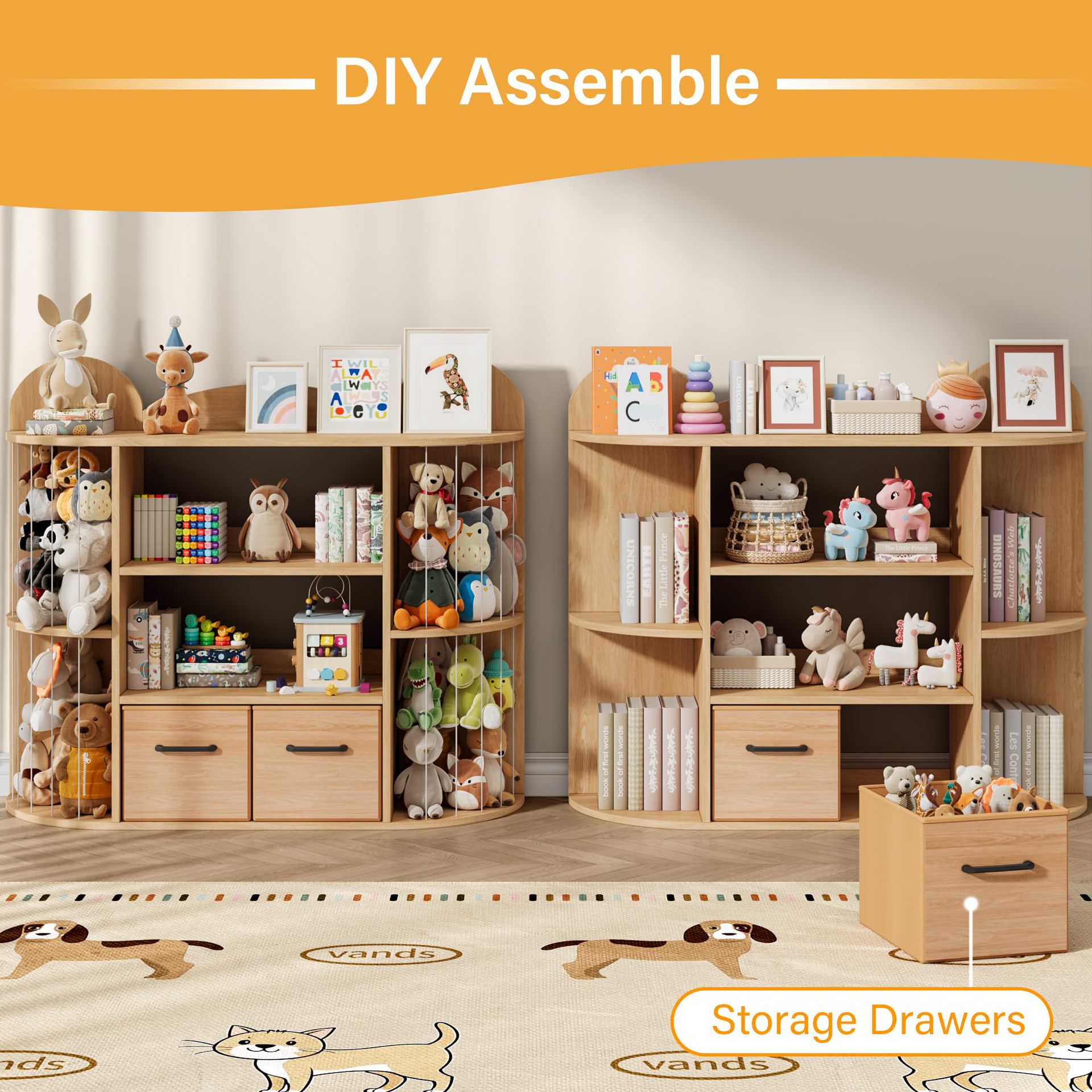 Cross-border Solid Wood Toy Rack Montessori Kindergarten Toy Storage Shelf Multi-tier Children's Bookshelf Toy Organizer