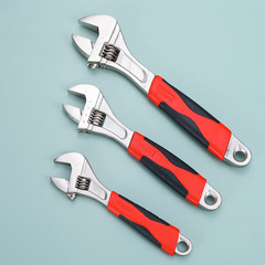 Factory Plated Nickel Handle Adjustable Wrench 6-inch 8-inch 10-inch 12-inch Red and Black Dual Color Sleeve Nickel Iron Mouth
