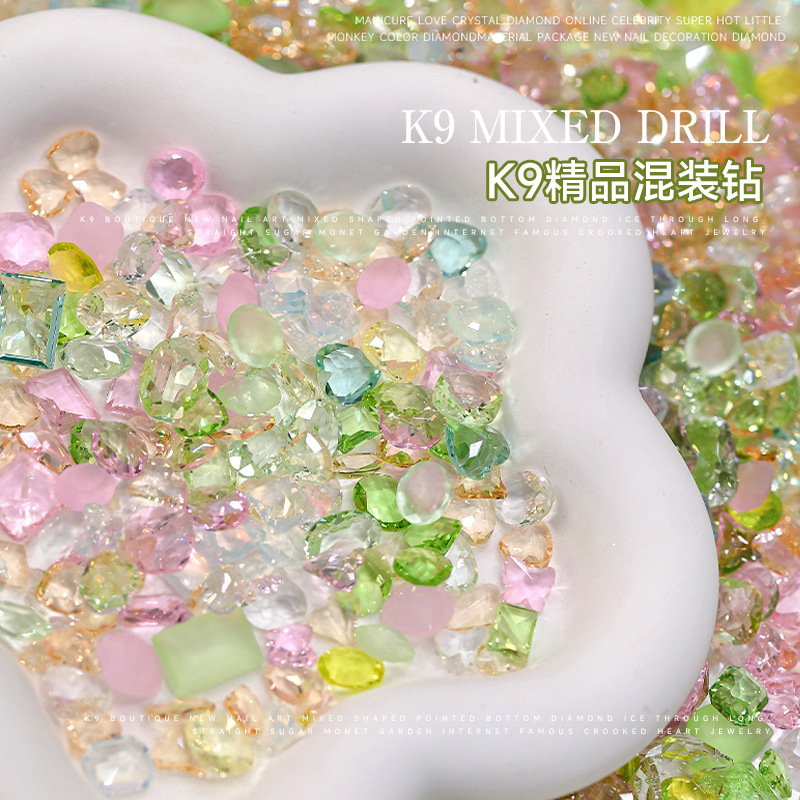 K9 nail drill whole batch by weight mixed flash small jewelry decoration special-shaped drill small size transparent color nail jewelry net red K9 nail drill whole batch by weight mixed flash small jewelry decoration special-shaped drill small size transparent color nail jewelry net red