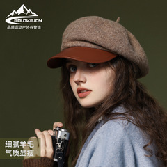 新型秋冬ベレー帽女性ウールファッション百合日系画家帽子防風保温雲帽子DMZ102