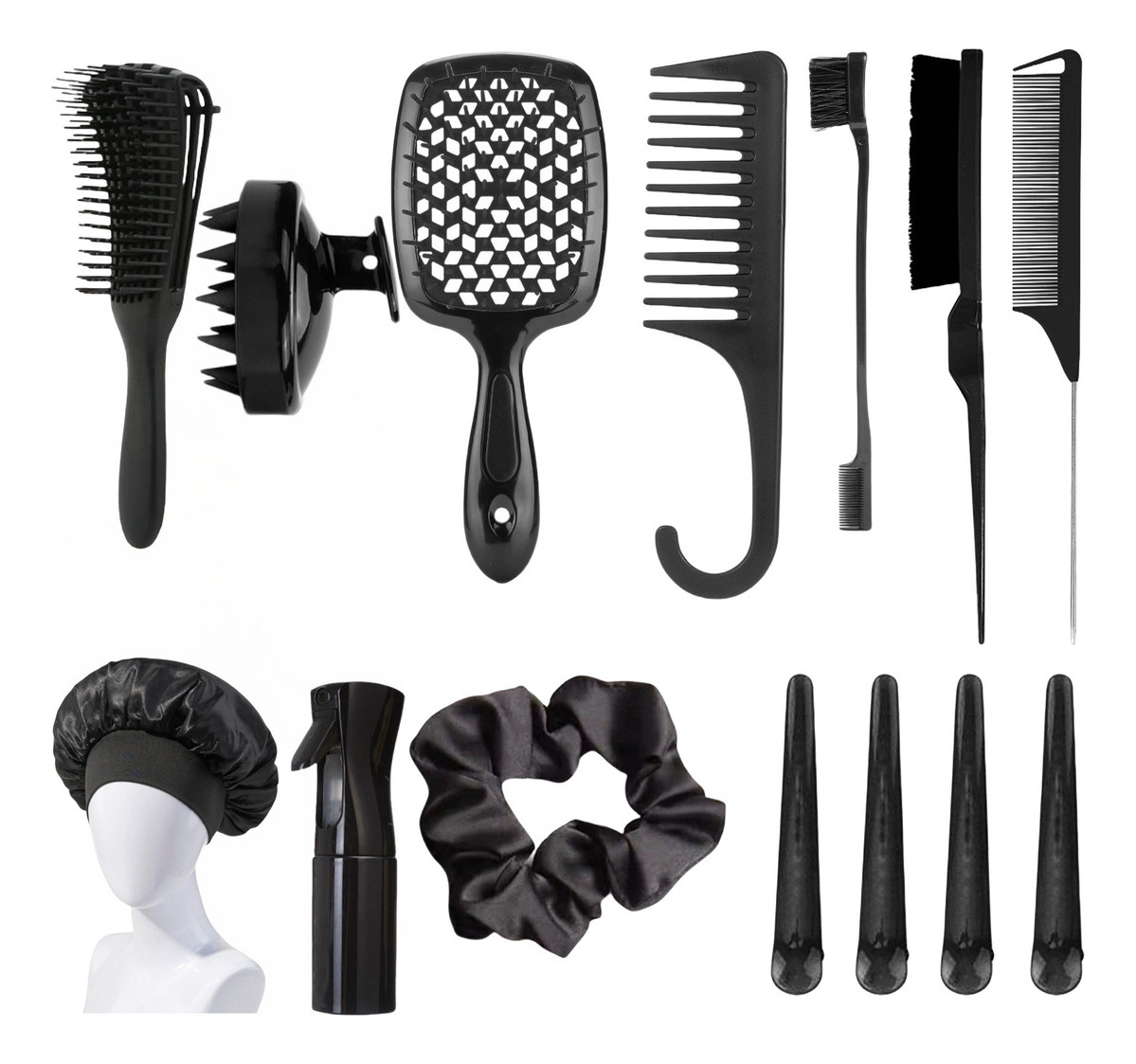 Brazo de cabello, tocado, arco, tocado, cepillo de lavado de cabello, botella de pulverización continua, peinado de cabello de cola, peinado de cabello hueco