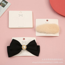 横版蝴蝶结发夹卡纸 韩国简约白色纸质发饰卡片饰品包装方卡纸卡