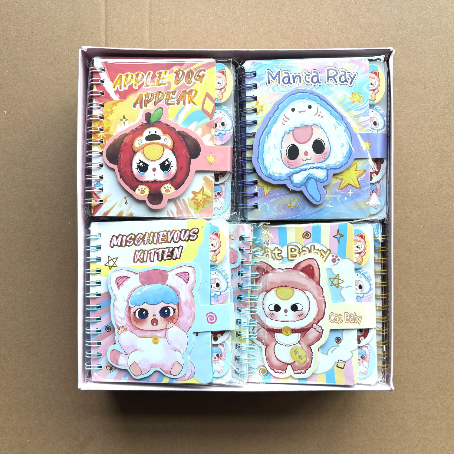Cuaderno Espiral Clasificador A7 con Páginas Coloridas a Rayas