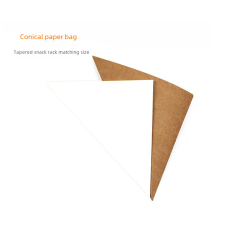 Cakes Hand-held Egg Waffle Cone-shaped Triangle Bag Thickened White Kraft Paper Triangle Box 100 Pieces per Pack 