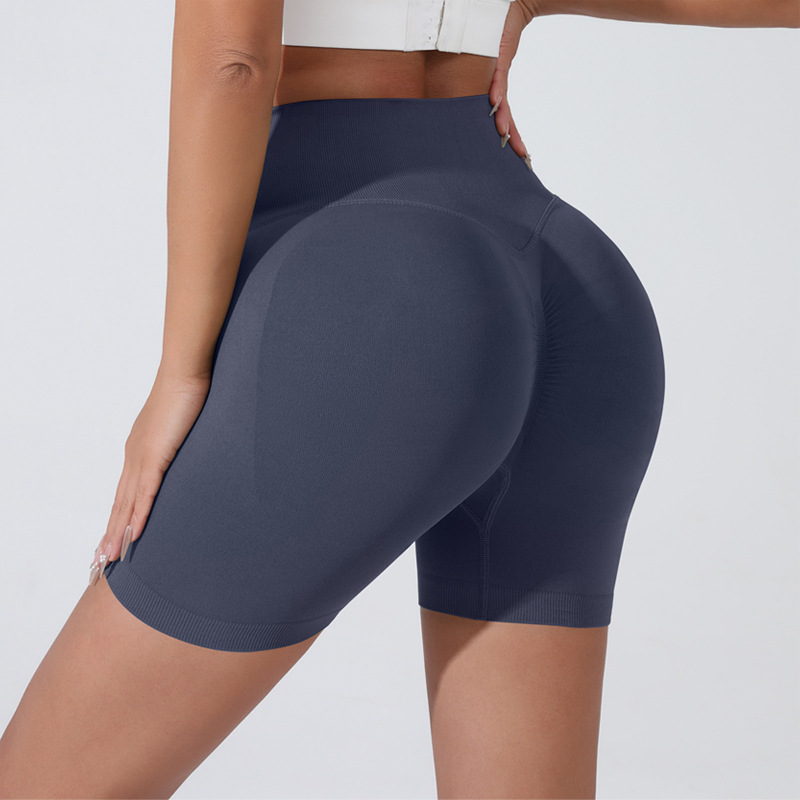 Europa y los Estados Unidos, los pantalones cortos deportivos para mujeres, cintura alta, abdomen reducido, entrenamiento para correr, pantalones cortos de tres puntos de secado rápido