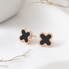 Advanced trend earrings stainless steel, does not fade, high-quality style, four-leaf clover, simple and elegant design, internet celebrity, wholesale