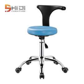 PU皮防静电旋转升降凳字蓝色靠背椅子牙医美容实验室医院办公椅