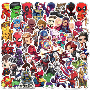 50 new Q version superhero Spider-Man Iron Man stickers luggage hand account computer stickers children