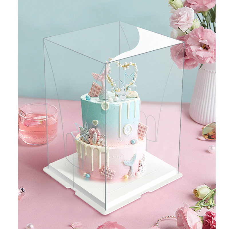 生日蛋糕盒透明四/六/八/十/4/6/8/10/12寸加高气球包装盒子批发