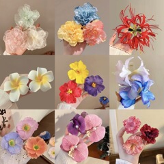 春夏の雰囲気の海辺のリゾート風スーパーフェアリーシミュレーションユリの花フジの花のヘアピンサイドクリップ前髪ヘアピン