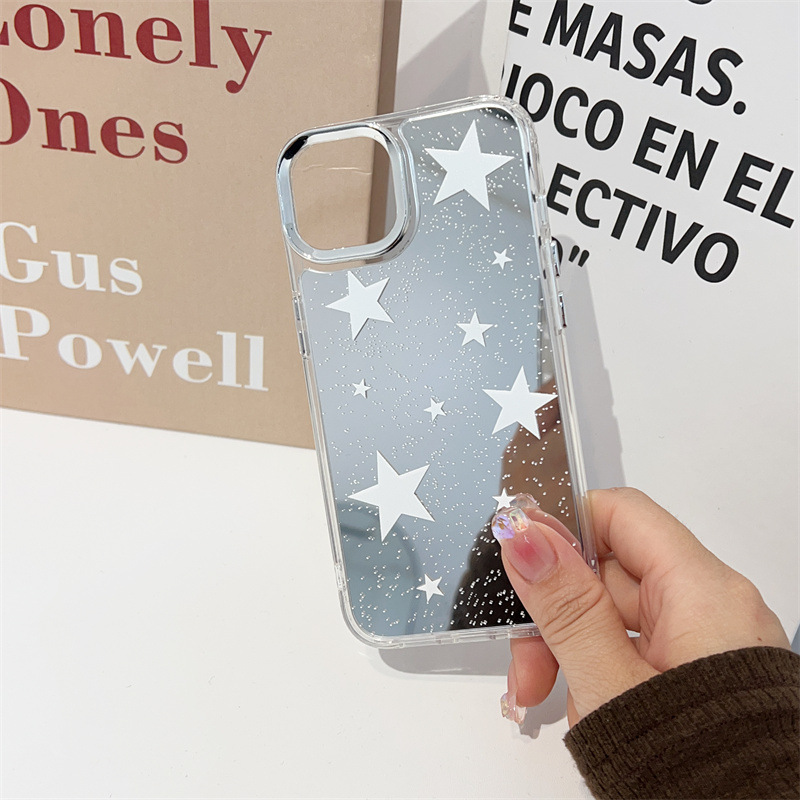 Clear Mirror Phone Case For Iphone 15 14 13 Pro Max White Star_voghion.com