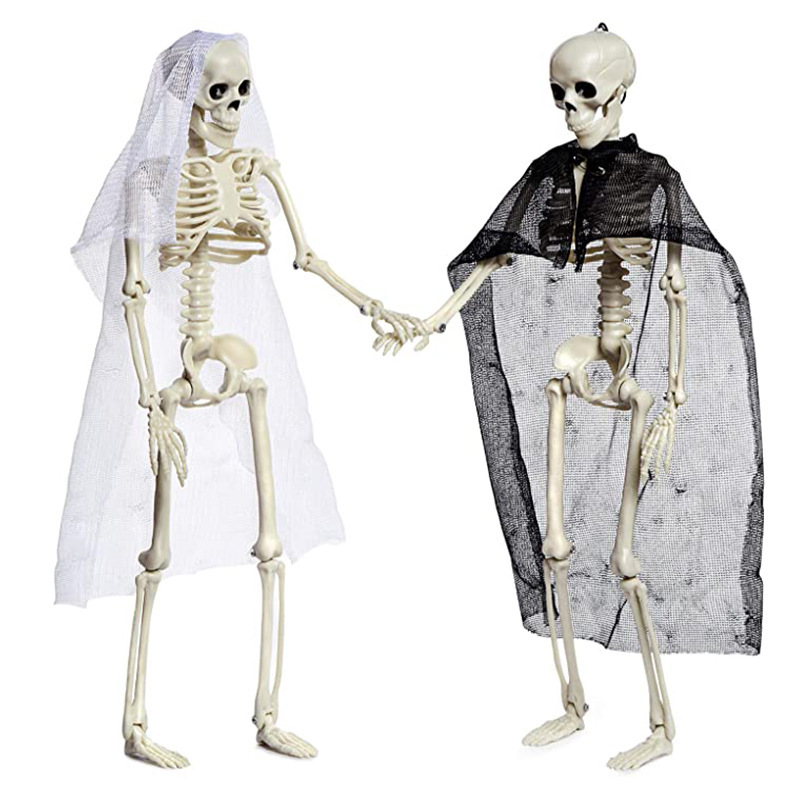 Halloween Skeleton Simulation Human Body Plastic Skeleton Ghost Bride and Groom Couple Human Body Skeleton Decoration Props