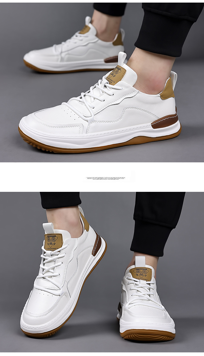 Miesten uudet syksyn pohjalliset trendikkäät kengät, hengittävät, muodikkaat, monipuoliset, ruskeat pehmeät nahkaiset vapaa-ajan kengät_voghion.com