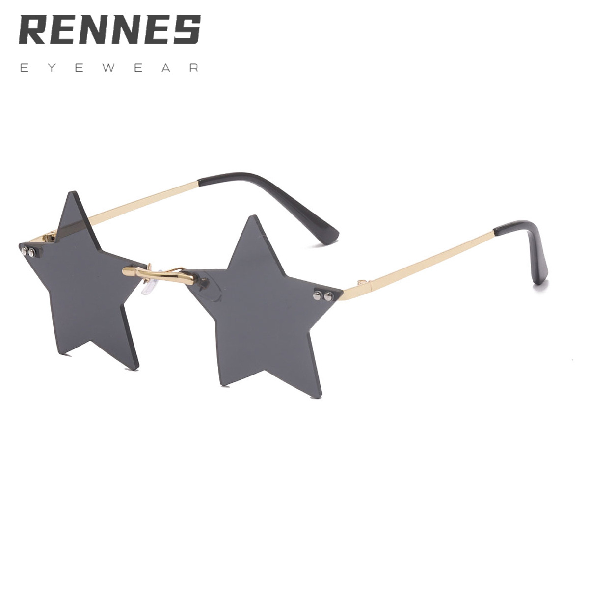 2022 nuevas gafas de sol sin marco pentagrama personalidad colorido océano gafas de sol para hombres y mujeres gafas de sol transfronterizas