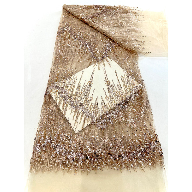 Tejido bordado de sequilla, tubo de perlas, tela de bordado, vestido de mujer, ropa de moda, vestido de boda, tela de tubo de perlas