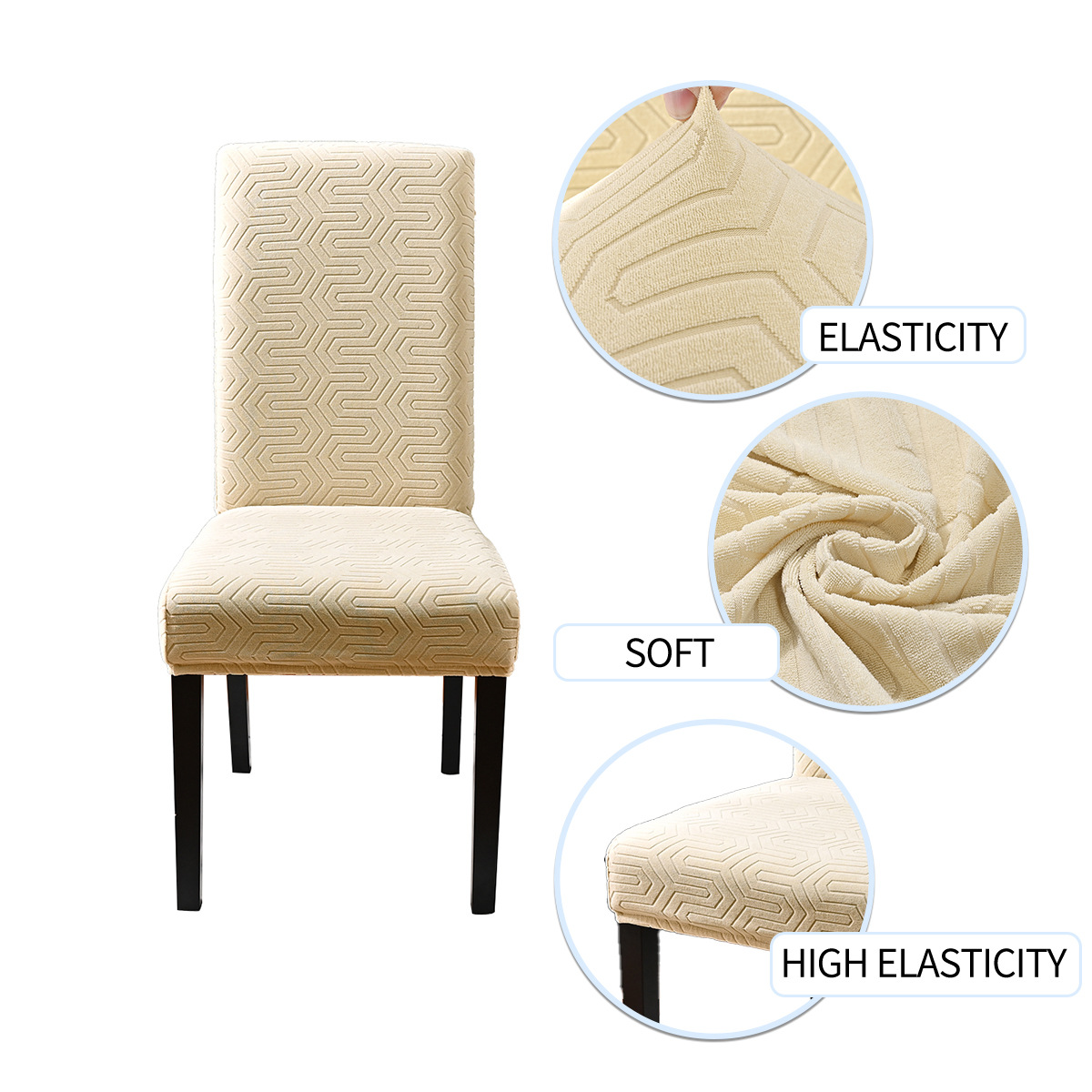 Amazon transfronterizo color sólido elástico jacquard U-silla cubierta polvo general de alta espalda cubierta de silla de comedor de hotel fabricantes al por mayor