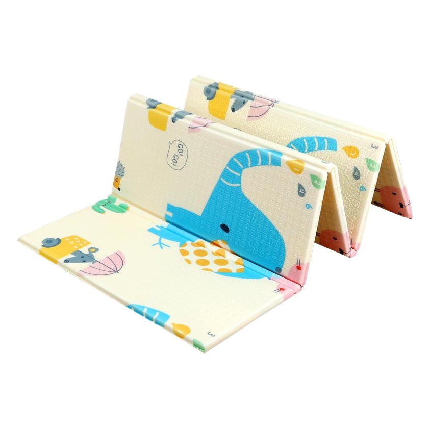 Alfombra plegable de doble cara con dibujos animados para gatear, alfombra para el suelo de la sala de estar, alfombra para gatear para bebés, plegable, gruesa y segura.