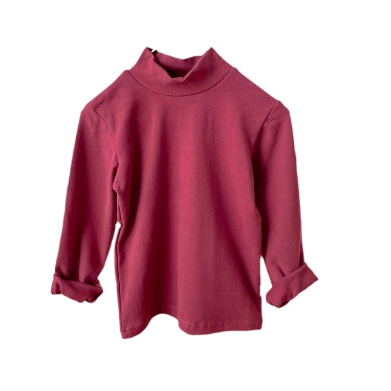 Camiseta de cuello medio elástica de 280 g para niños y niñas, estilo otoño 2026, talla 150-160