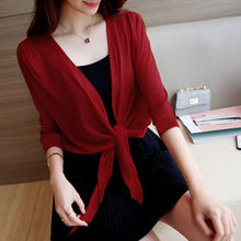 新款晒衣女夏季薄款网纱外套外搭短款大码蕾丝小披肩开衫外搭潮