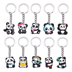 パンダのアニメのキーホルダーの部品のPVCの柔らかいゴムのキーホルダーの包みのペンダントのかわいい小さい贈り物のメーカーは卸売りします。