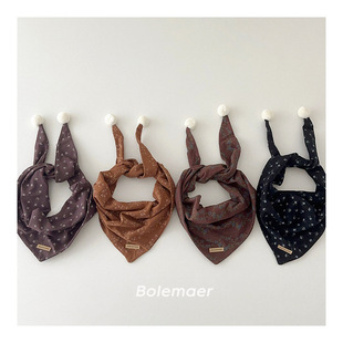 Korean Style Retro Children's Triangle Scarf Spring and Autumn New Baby Scarf Concave Style All-match Warm Small Scarf for Boys and Girls