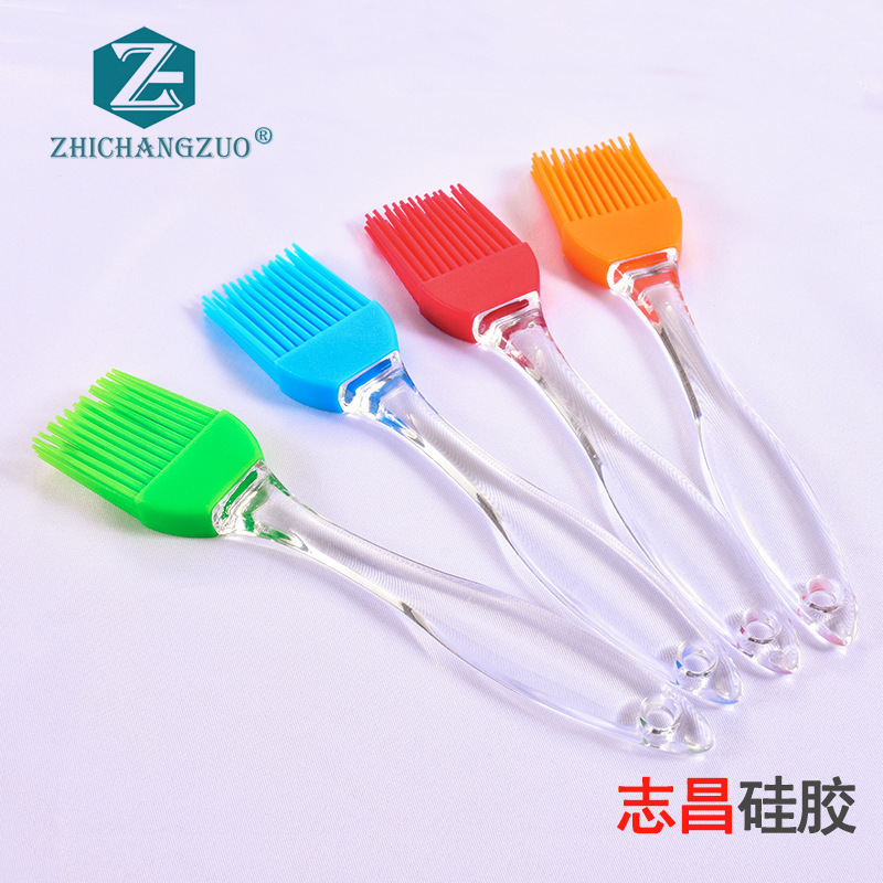 Factory direct supply barbecue tools PS transparent handle silicone small sweep silicone brush DIY cake tools Oil Brush